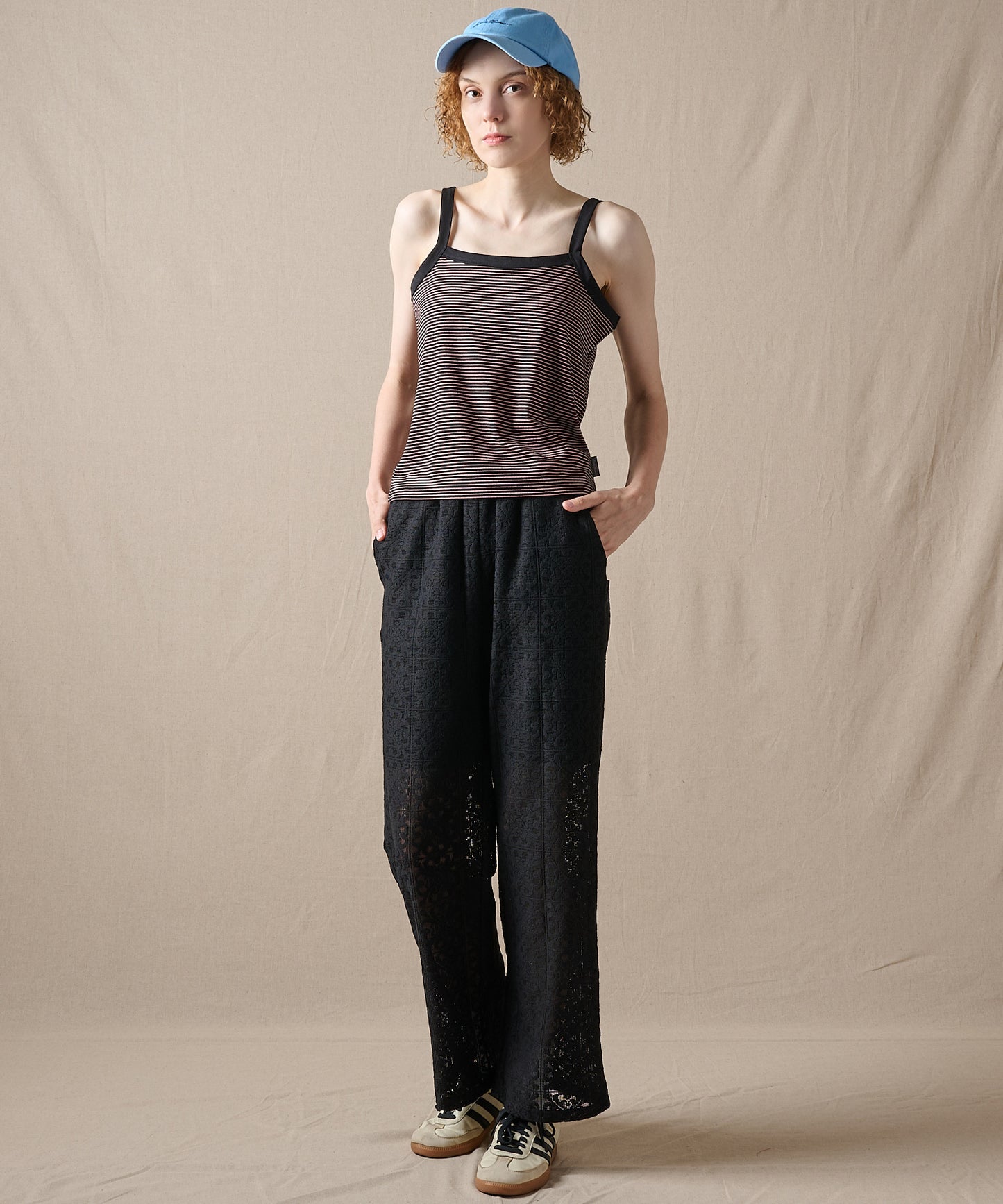ファイン ストライプ トリムキャミソール/FINE STRIPE TRIM CAMISOLE