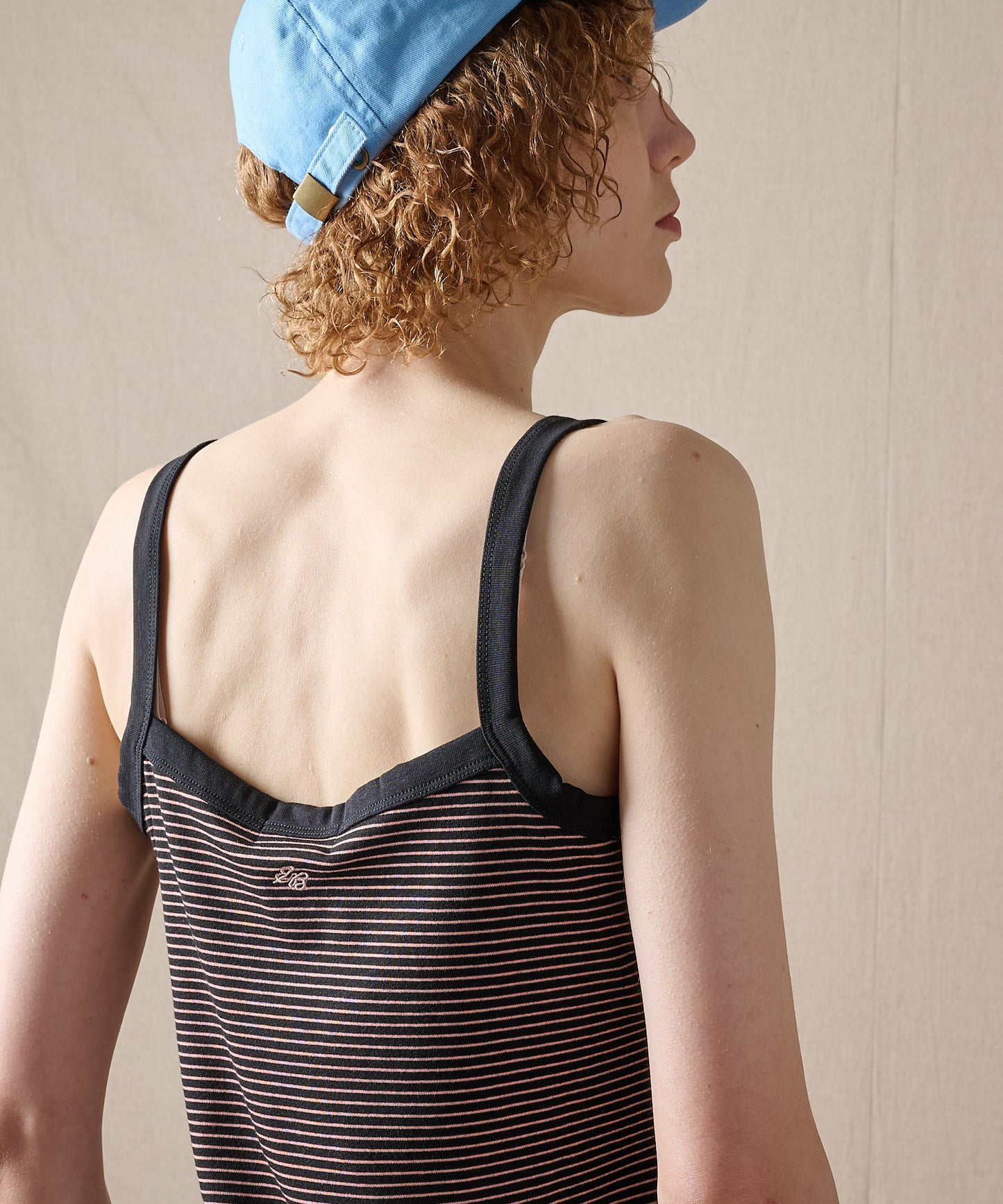 ファイン ストライプ トリムキャミソール/FINE STRIPE TRIM CAMISOLE