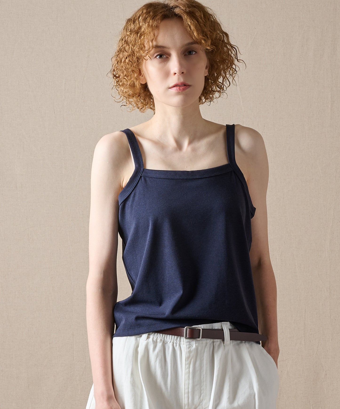 ファイン ストライプ トリムキャミソール/FINE STRIPE TRIM CAMISOLE