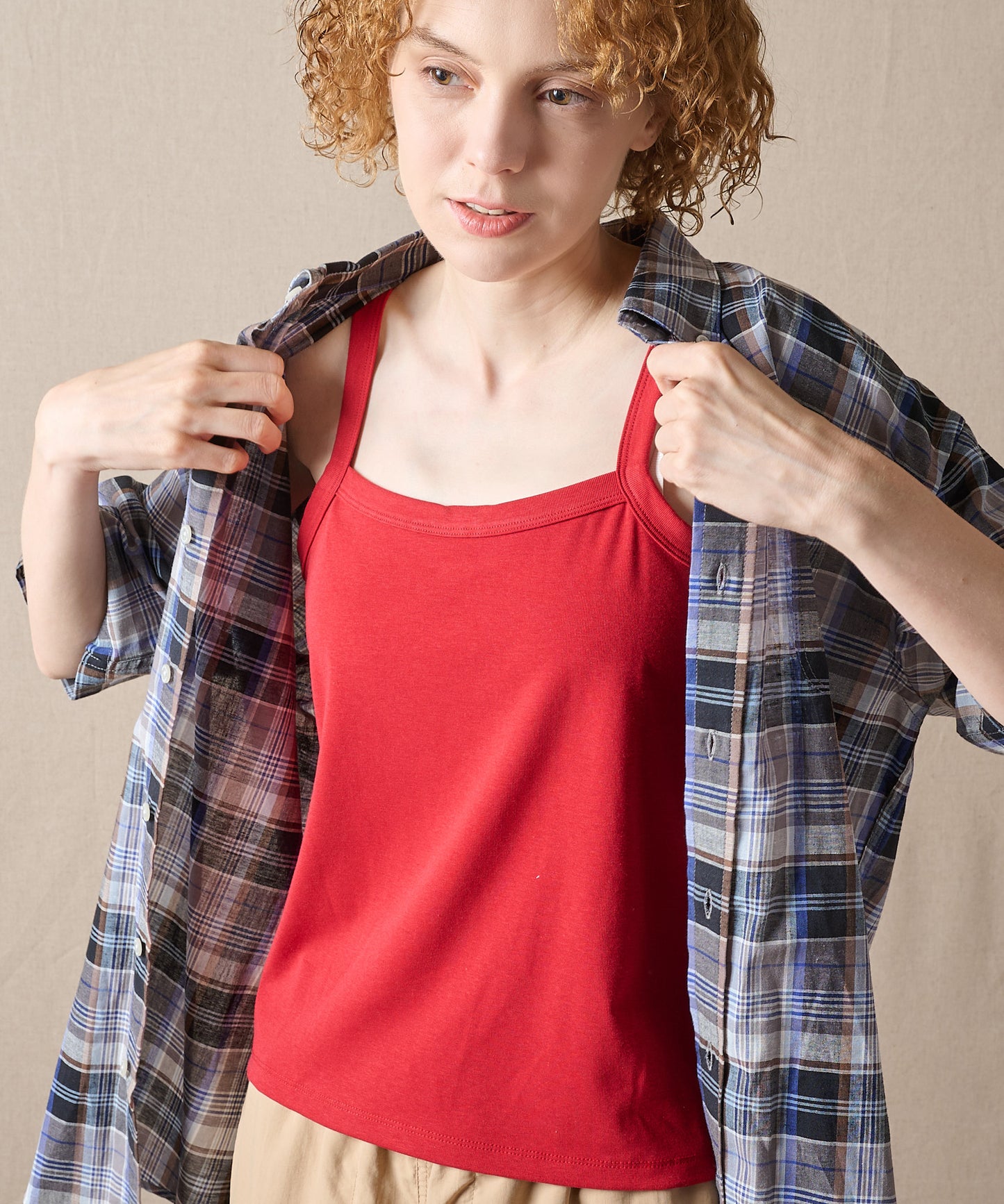 ファイン ストライプ トリムキャミソール/FINE STRIPE TRIM CAMISOLE