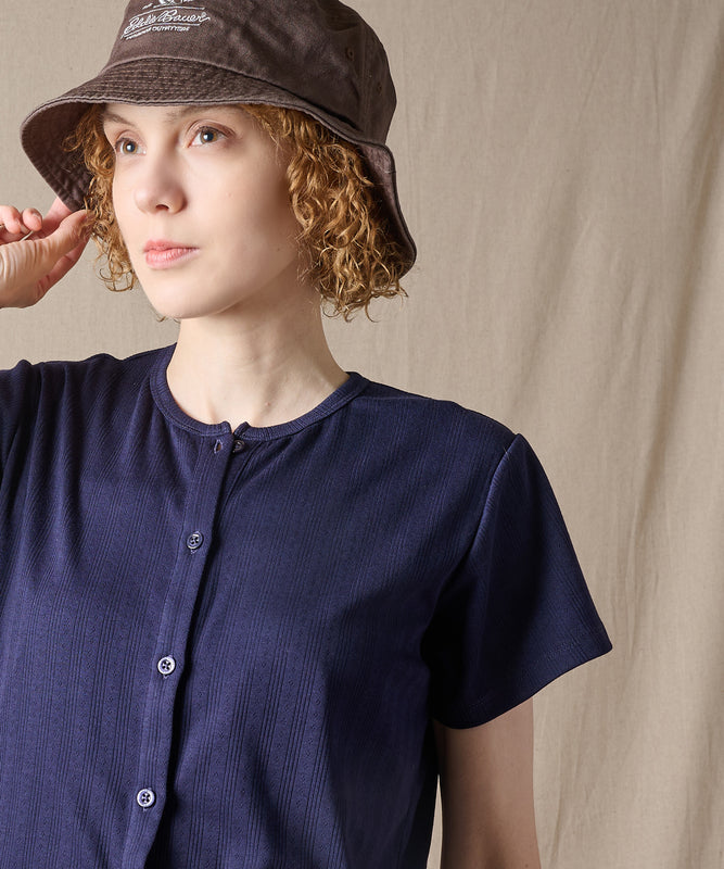 ピン ジャガード 半袖オープントップス/PIN JACQUARD SS OPEN TOP