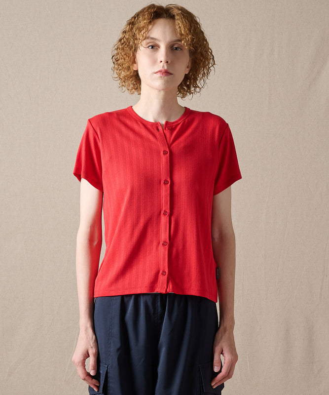 ピン ジャガード 半袖オープントップス/PIN JACQUARD SS OPEN TOP