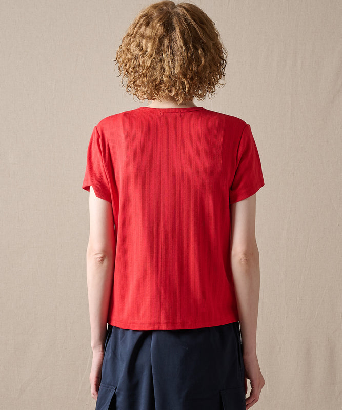 ピン ジャガード 半袖オープントップス/PIN JACQUARD SS OPEN TOP