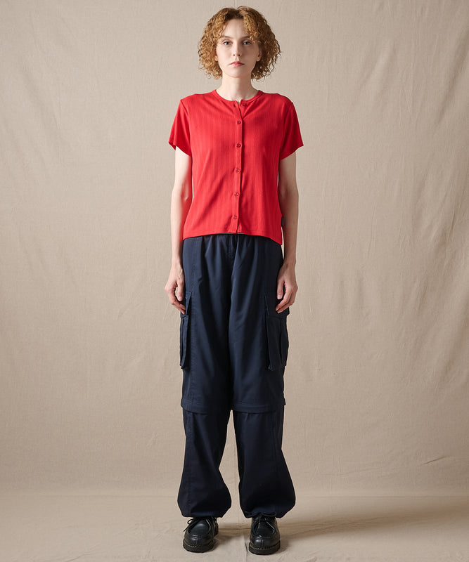 ピン ジャガード 半袖オープントップス/PIN JACQUARD SS OPEN TOP