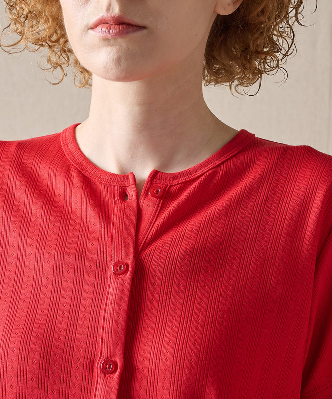 ピン ジャガード 半袖オープントップス/PIN JACQUARD SS OPEN TOP