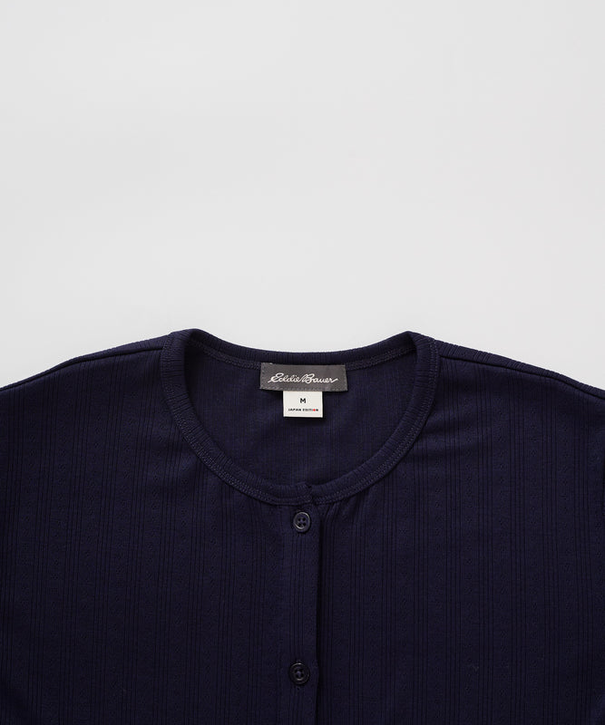 ピン ジャガード 半袖オープントップス/PIN JACQUARD SS OPEN TOP
