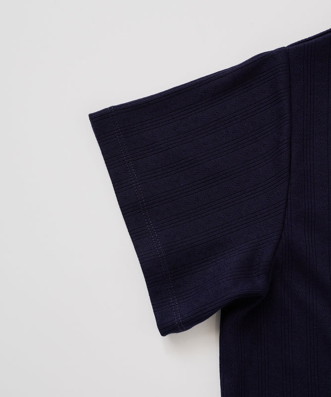 ピン ジャガード 半袖オープントップス/PIN JACQUARD SS OPEN TOP