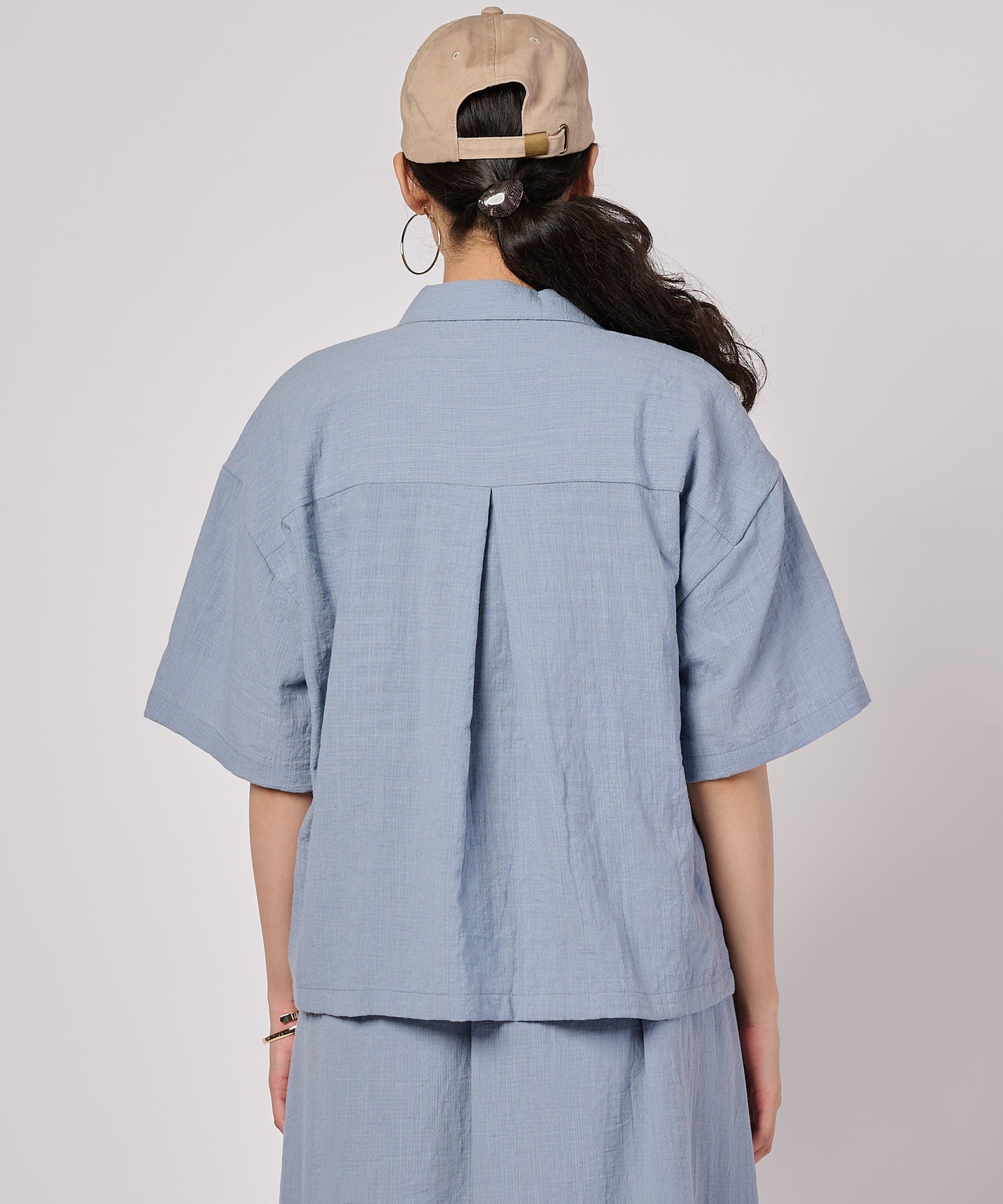 クレープオープンカラー 半袖ブラウス/CREPE OPEN COLLAR SS BLOUSE