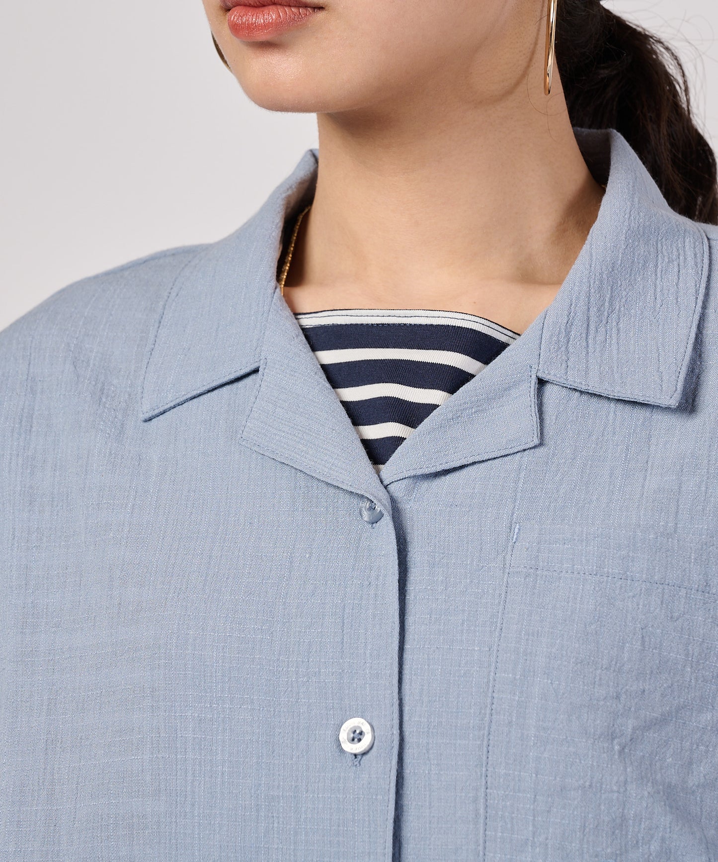 クレープオープンカラー 半袖ブラウス/CREPE OPEN COLLAR SS BLOUSE