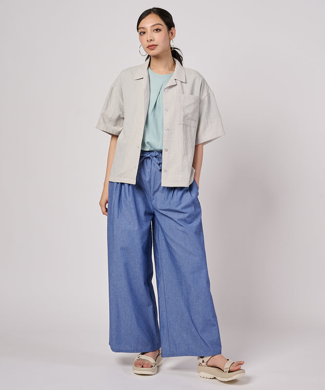 クレープオープンカラー 半袖ブラウス/CREPE OPEN COLLAR SS BLOUSE