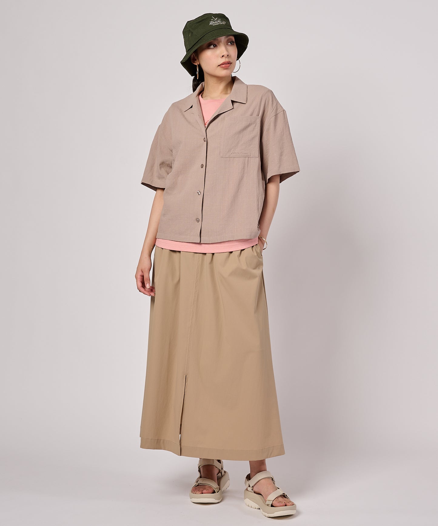 クレープオープンカラー 半袖ブラウス/CREPE OPEN COLLAR SS BLOUSE
