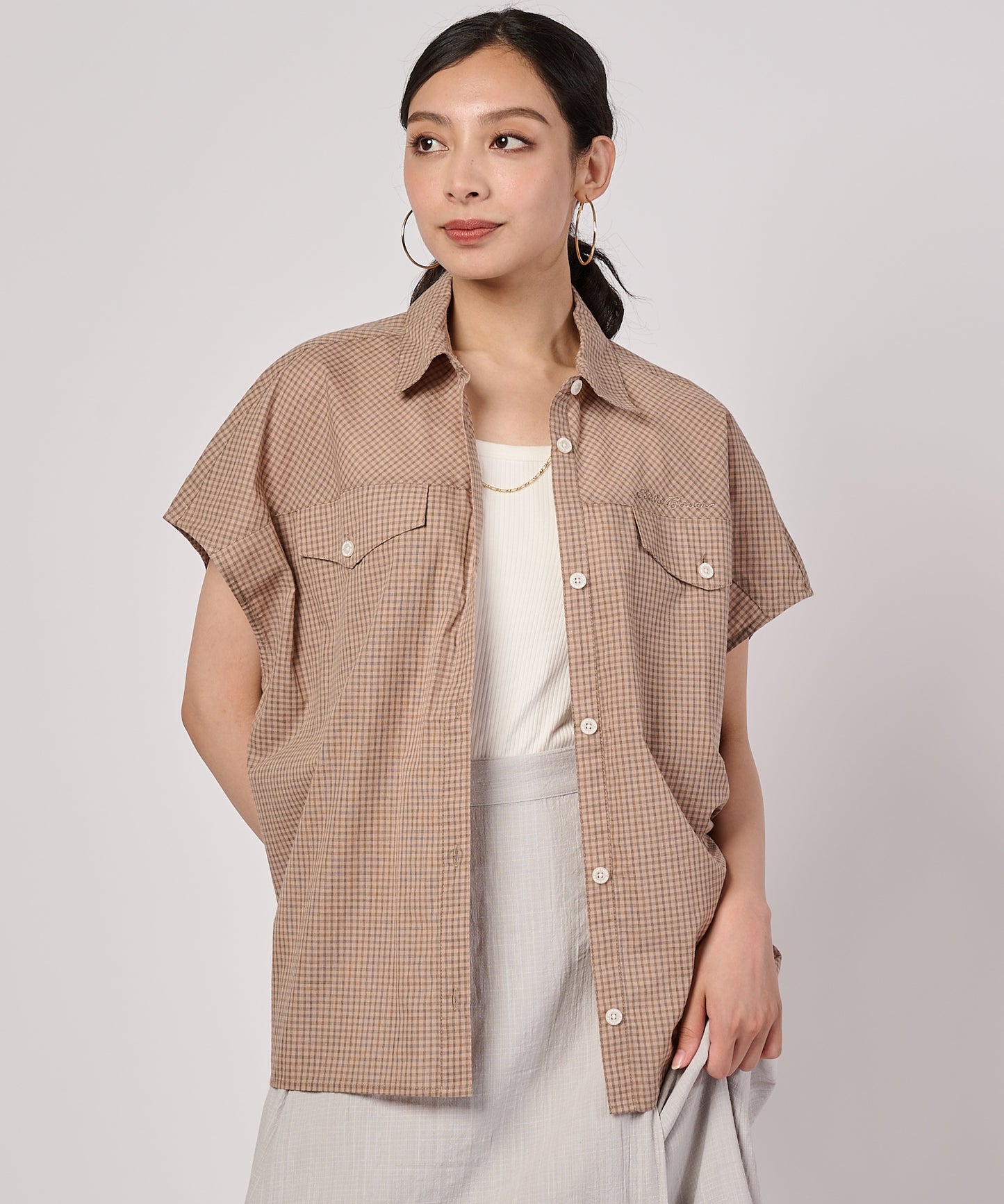 コットンチェック フレンチシャツ/COTTON CHECK FRENCH SHIRT