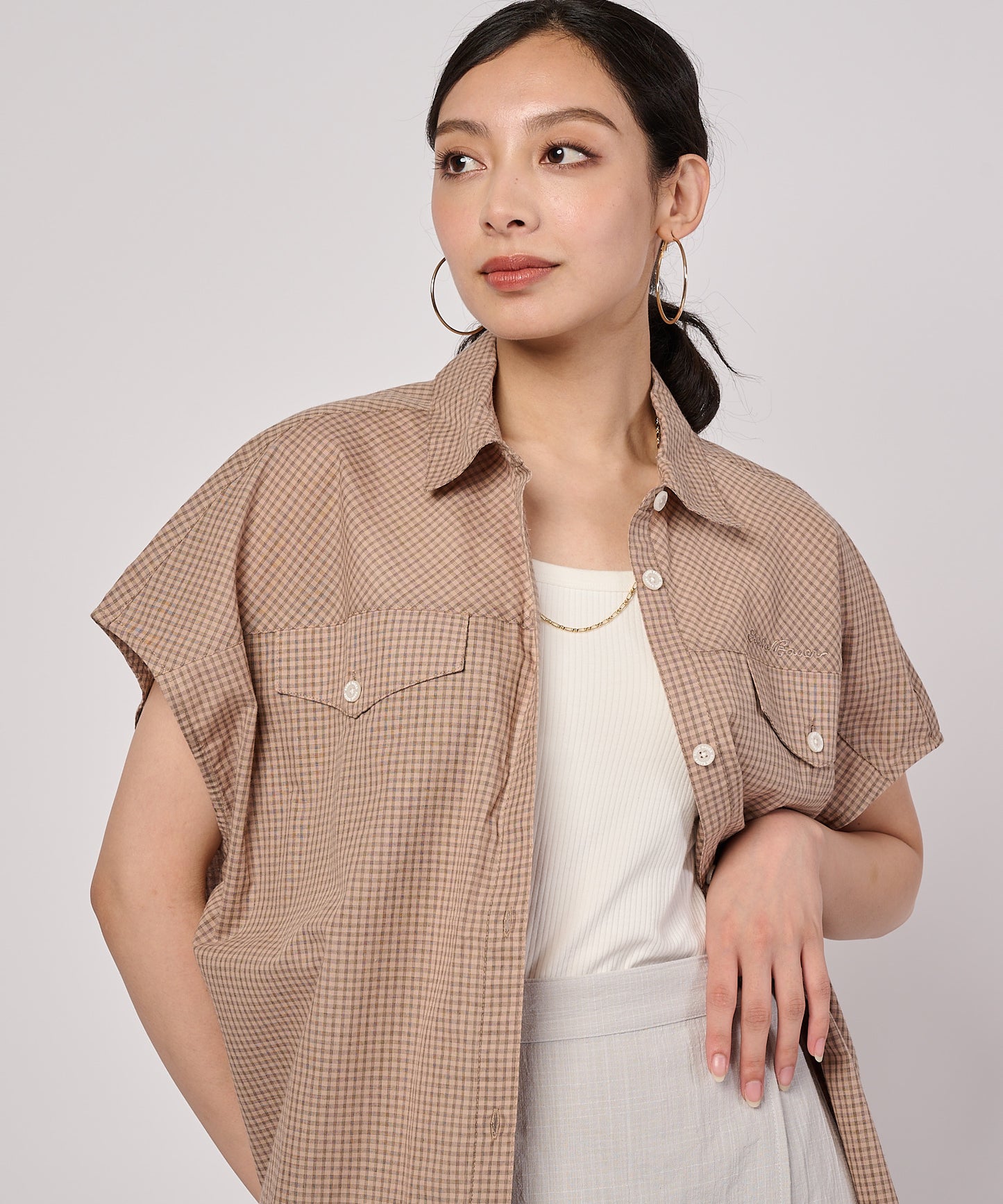 コットンチェック フレンチシャツ/COTTON CHECK FRENCH SHIRT