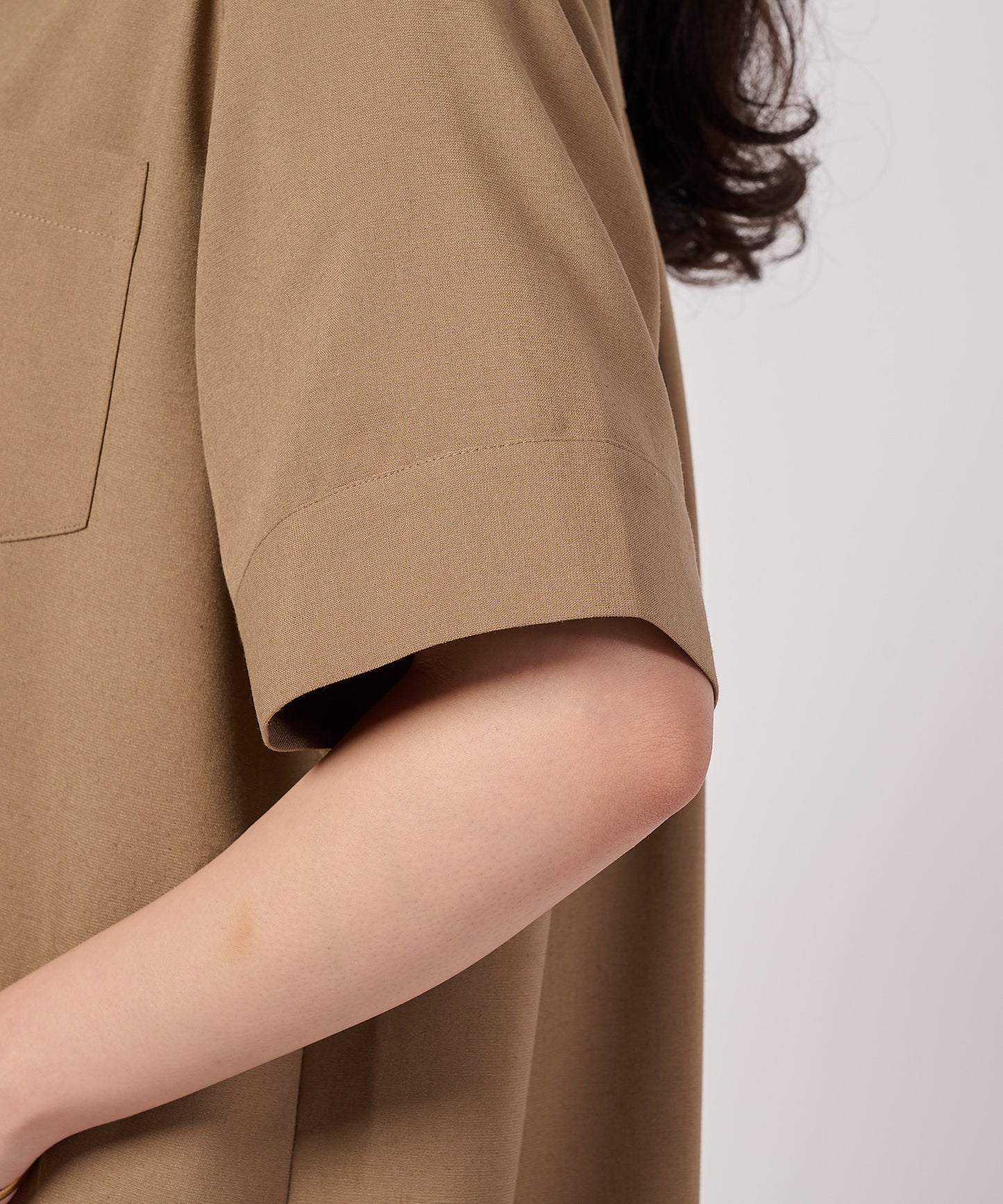 リネンライク半袖オープンシャツワンピース/LINEN LIKE SS OPEN SHIRT DRESS