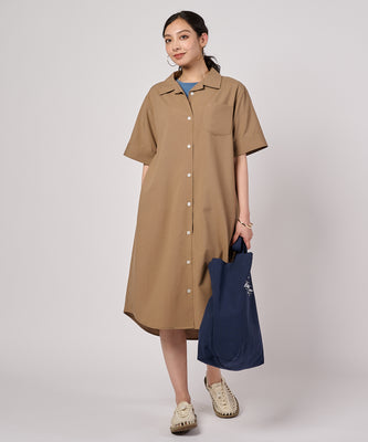 【予約】リネンライク半袖オープンシャツワンピース/LINEN LIKE SS OPEN SHIRT DRESS