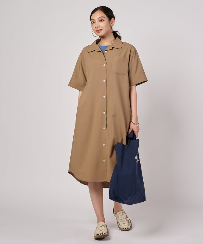 リネンライク半袖オープンシャツワンピース/LINEN LIKE SS OPEN SHIRT DRESS