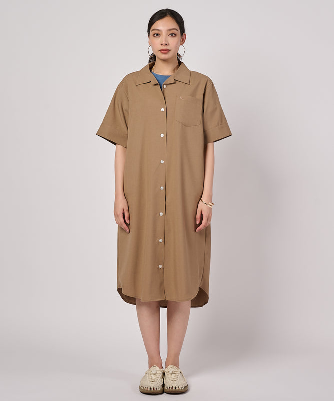 リネンライク半袖オープンシャツワンピース/LINEN LIKE SS OPEN SHIRT DRESS