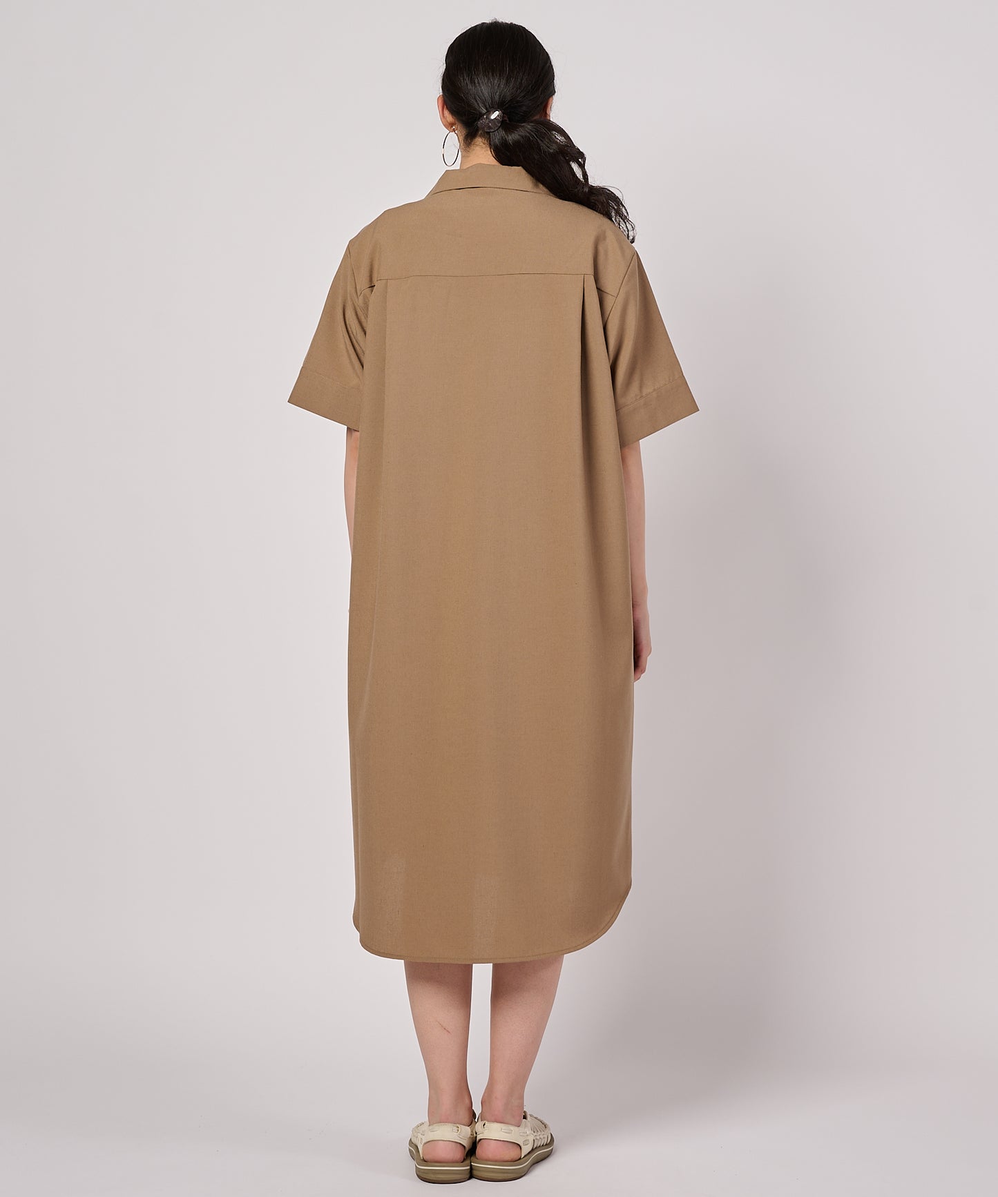 リネンライク半袖オープンシャツワンピース/LINEN LIKE SS OPEN SHIRT DRESS