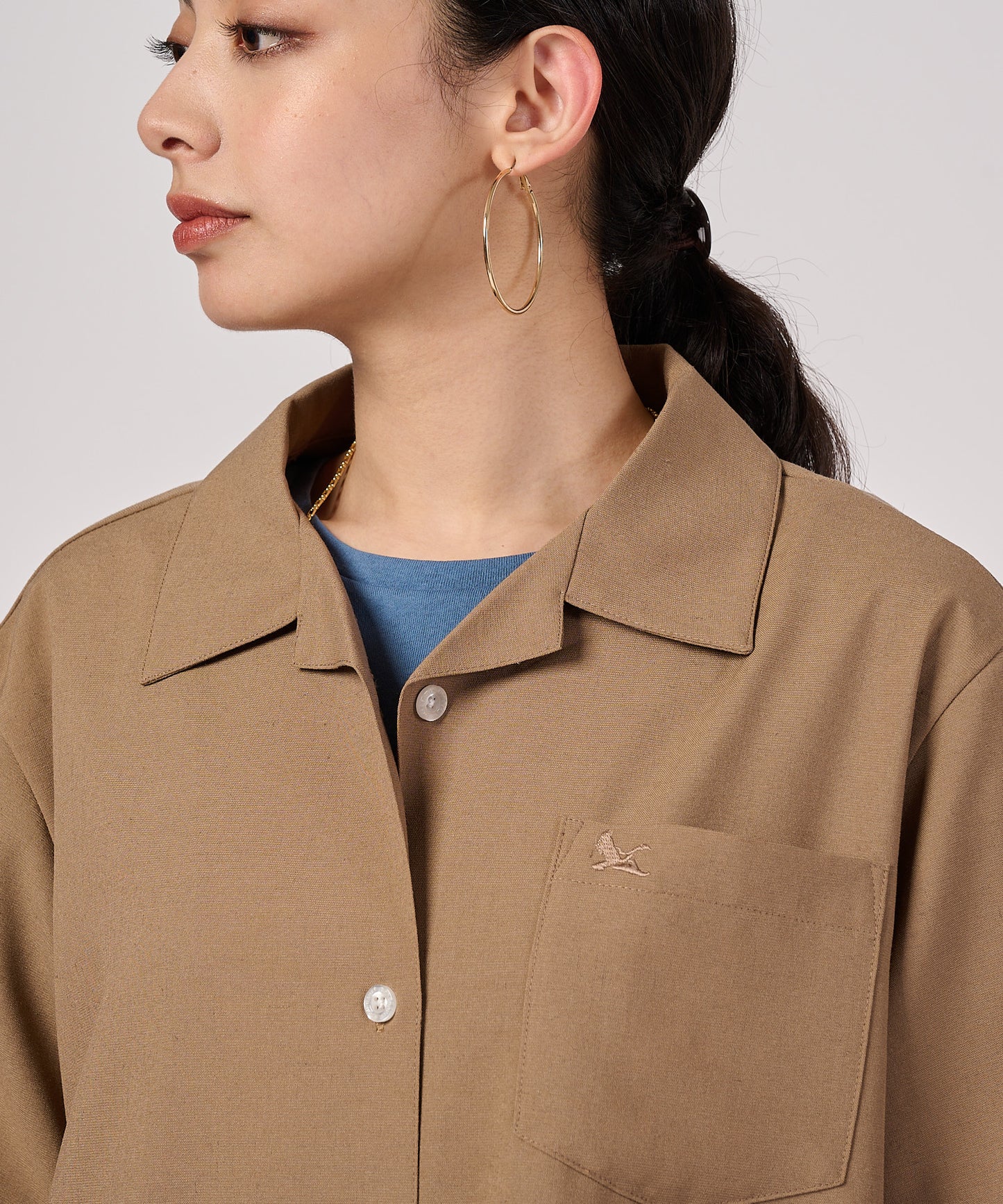 リネンライク半袖オープンシャツワンピース/LINEN LIKE SS OPEN SHIRT DRESS