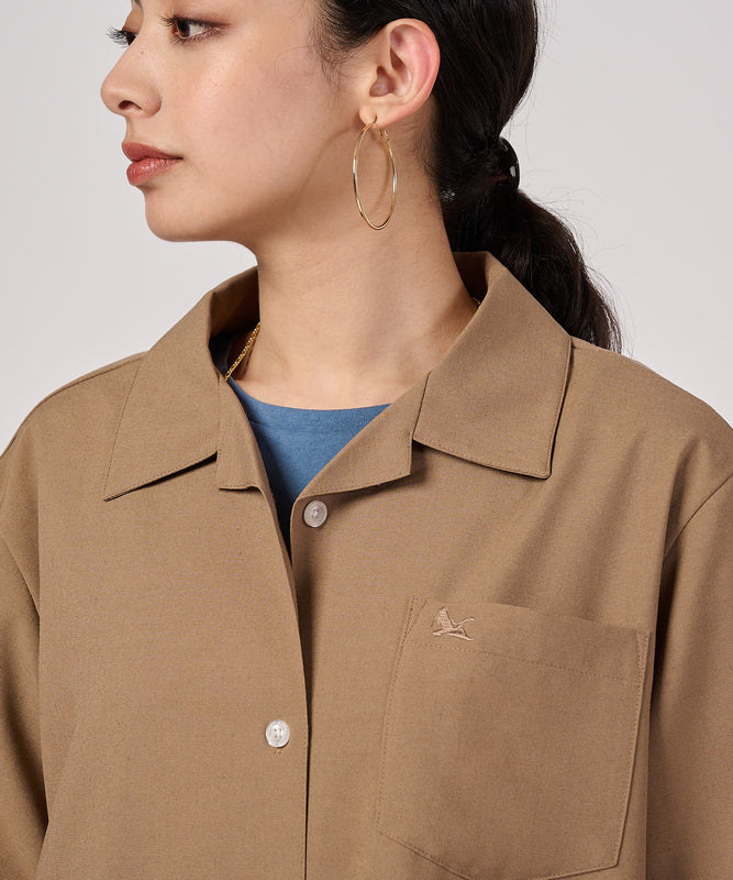 リネンライク半袖オープンシャツワンピース/LINEN LIKE SS OPEN SHIRT DRESS