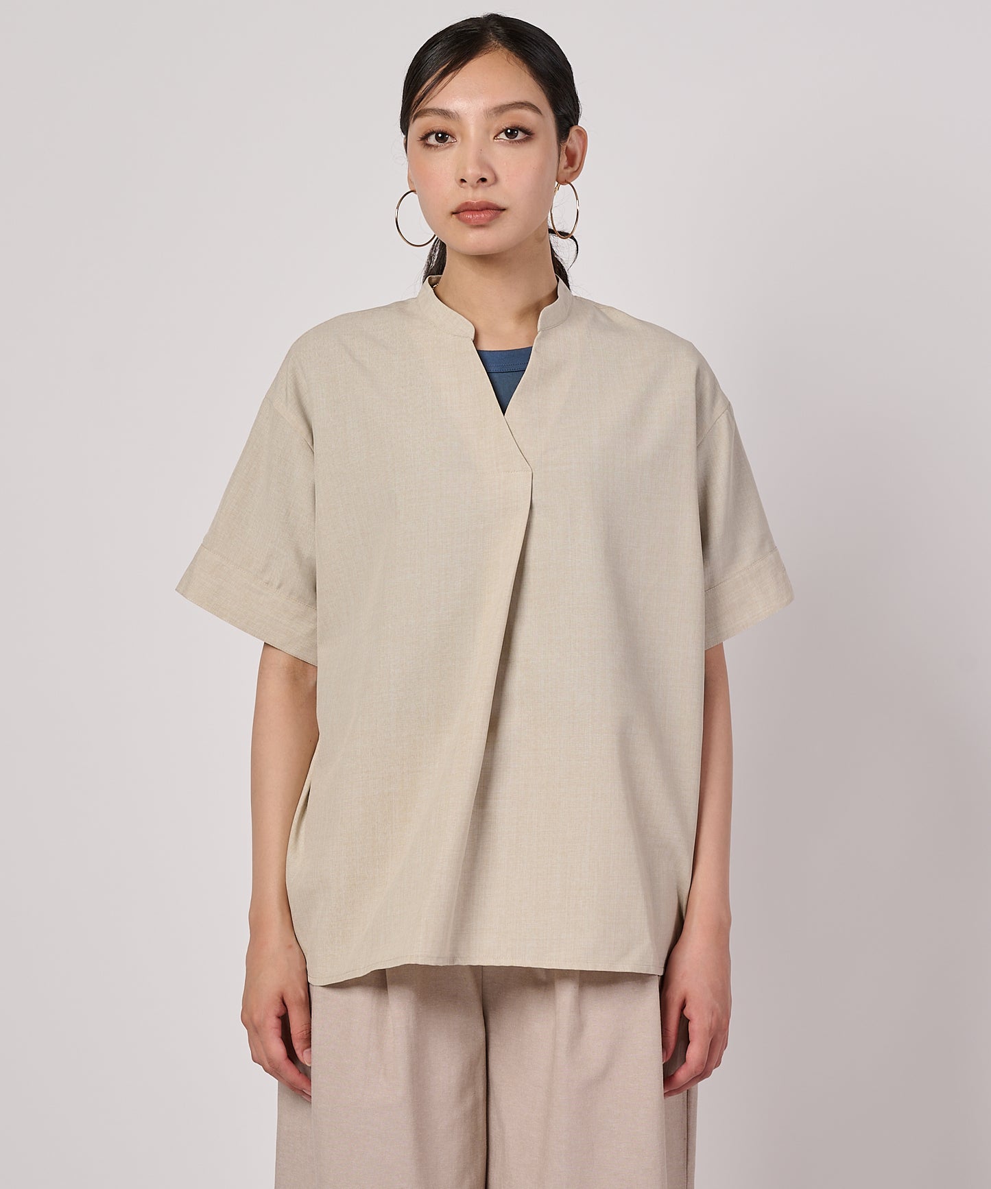 オープンネック スキッパーブラウス/OPEN NECK SKIPPER BLOUSE