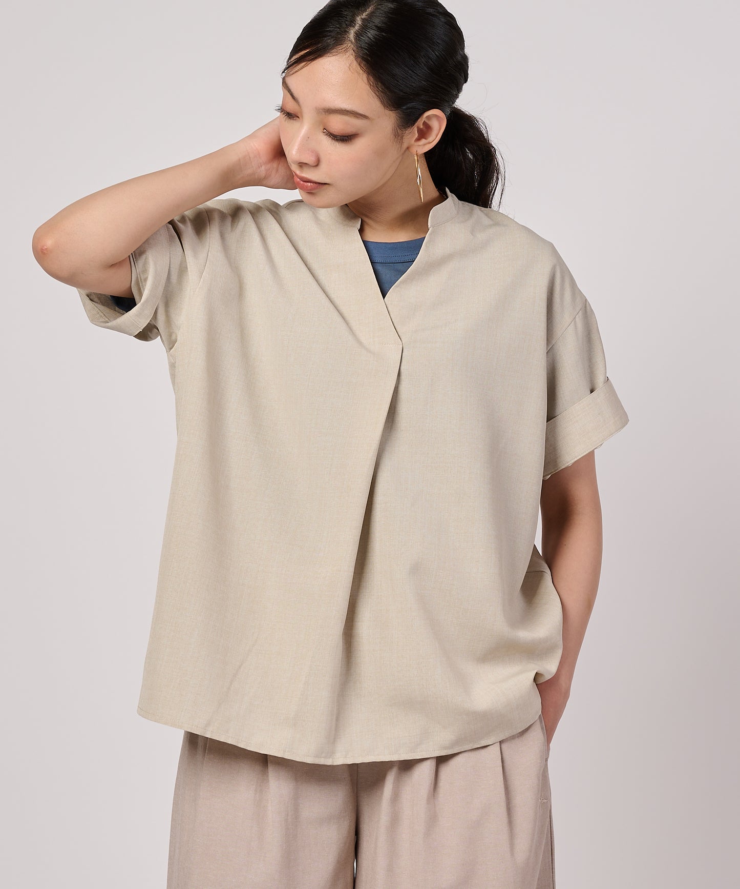 オープンネック スキッパーブラウス/OPEN NECK SKIPPER BLOUSE