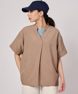 【予約】オープンネック スキッパーブラウス/OPEN NECK SKIPPER BLOUSE