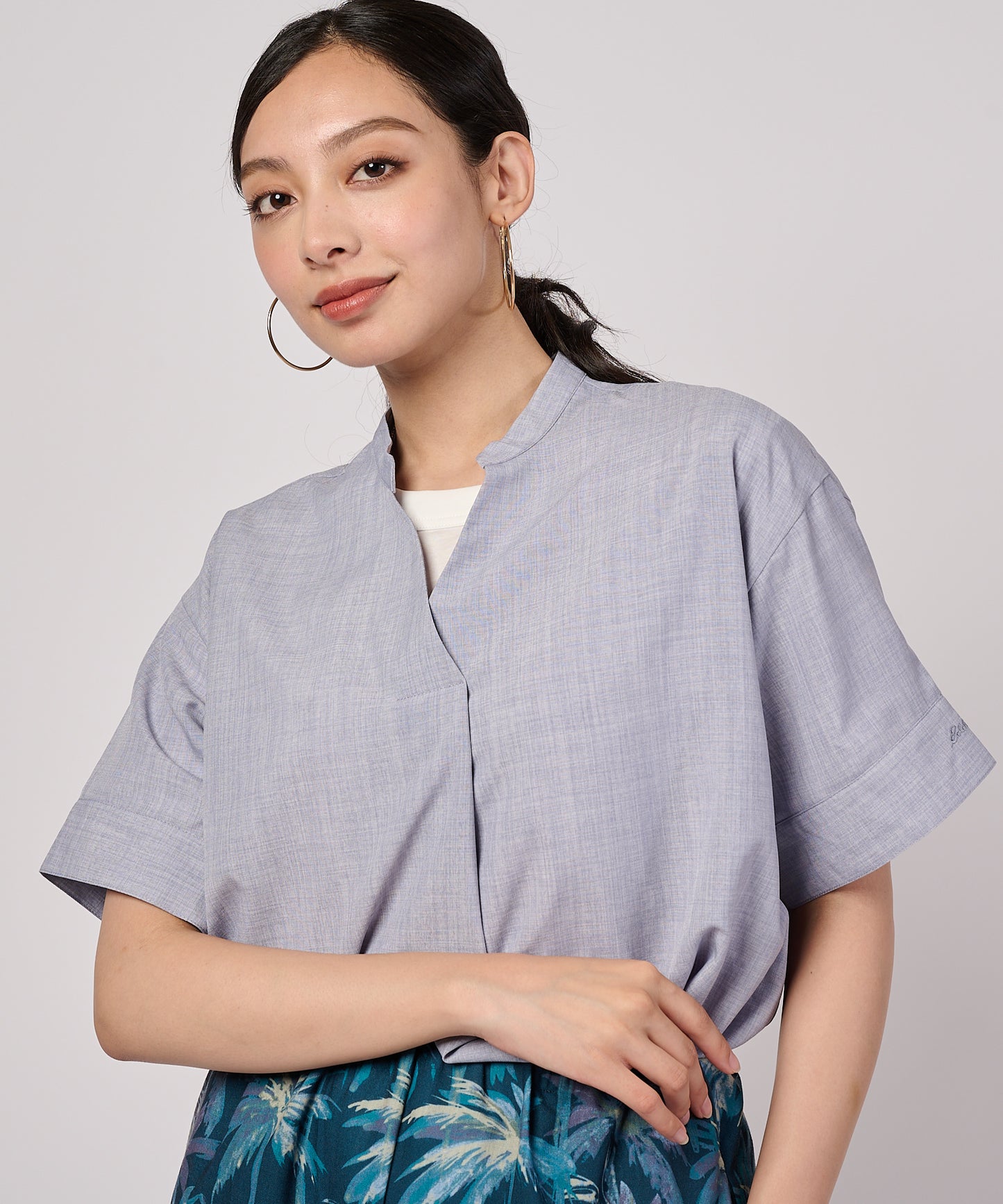 オープンネック スキッパーブラウス/OPEN NECK SKIPPER BLOUSE