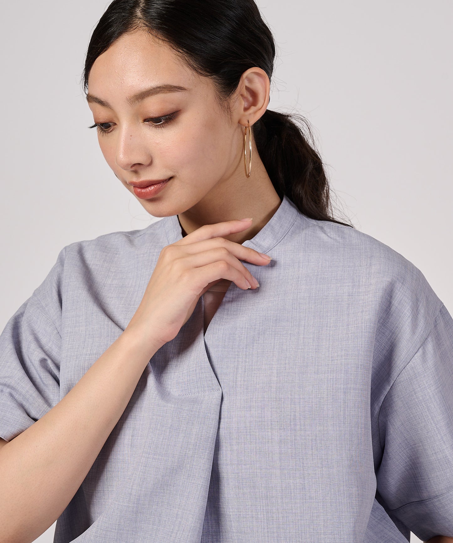 オープンネック スキッパーブラウス/OPEN NECK SKIPPER BLOUSE