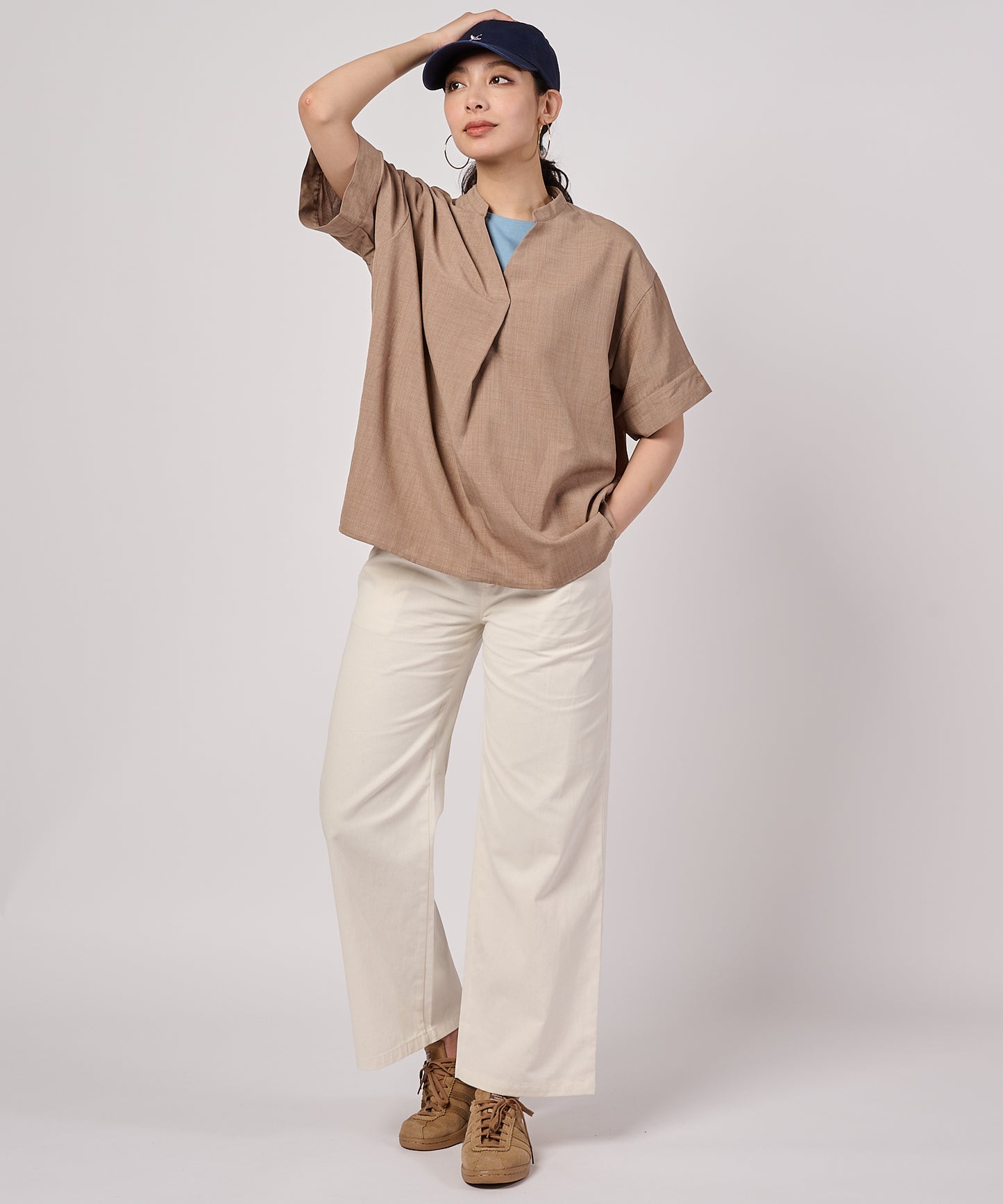 オープンネック スキッパーブラウス/OPEN NECK SKIPPER BLOUSE