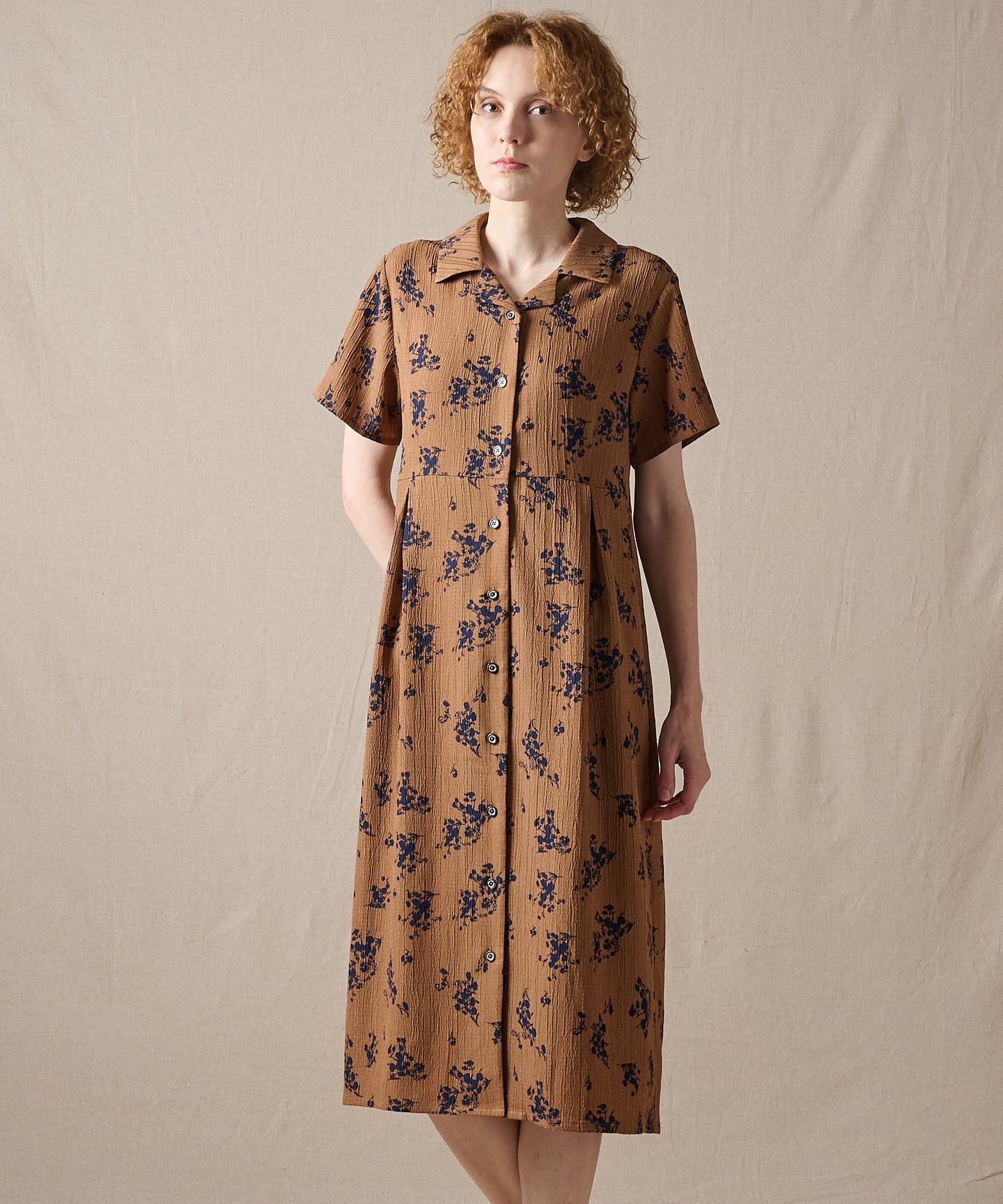 【予約】リラックスフローラル シャツワンピース/RELAX FLORAL SHIRT DRESS