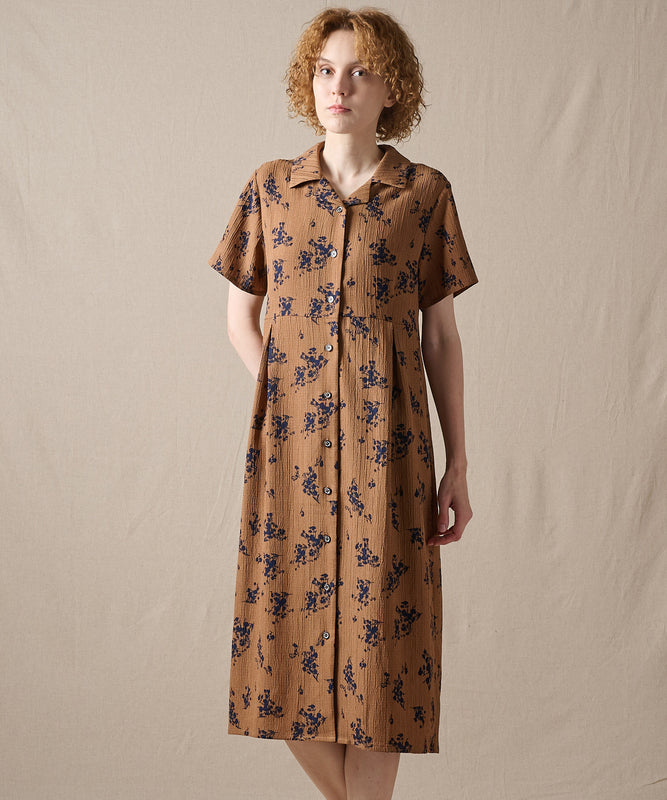 【予約】リラックスフローラル シャツワンピース/RELAX FLORAL SHIRT DRESS