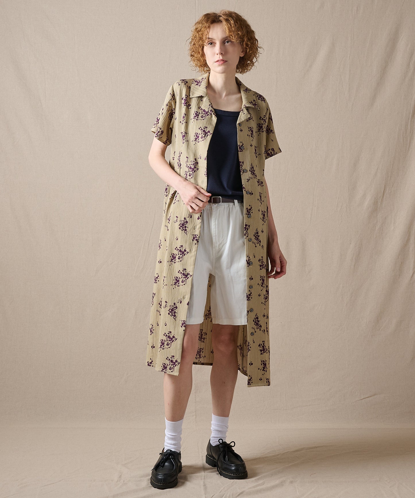 【予約】リラックスフローラル シャツワンピース/RELAX FLORAL SHIRT DRESS