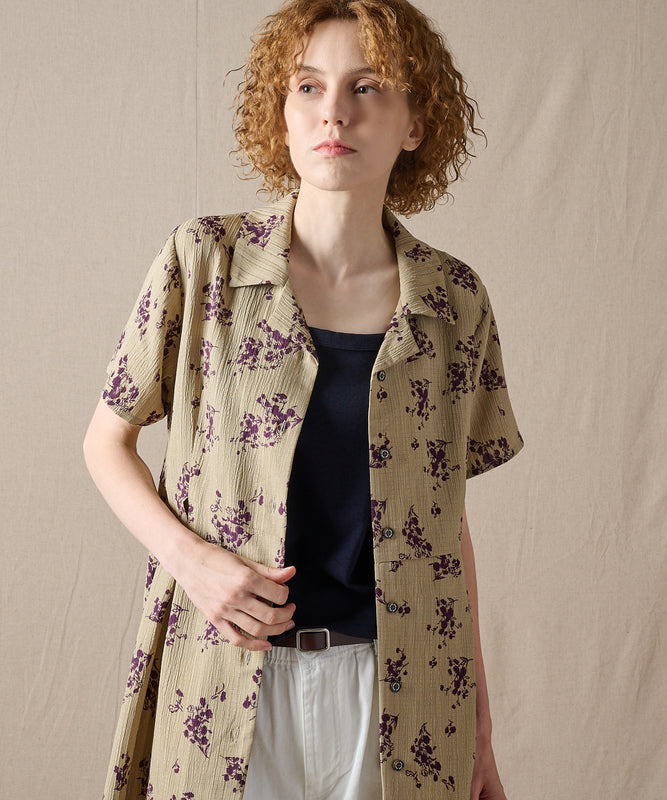 【予約】リラックスフローラル シャツワンピース/RELAX FLORAL SHIRT DRESS