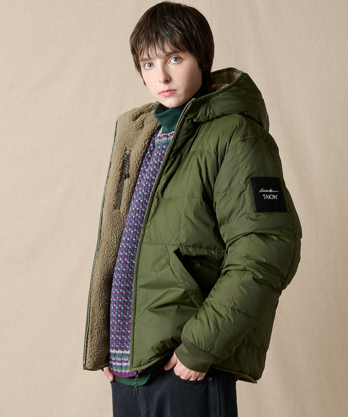 EB×TAION リバーシブルダウンボアパーカー/EB×TAION REVERSIBLE DOWN BOA PARKA