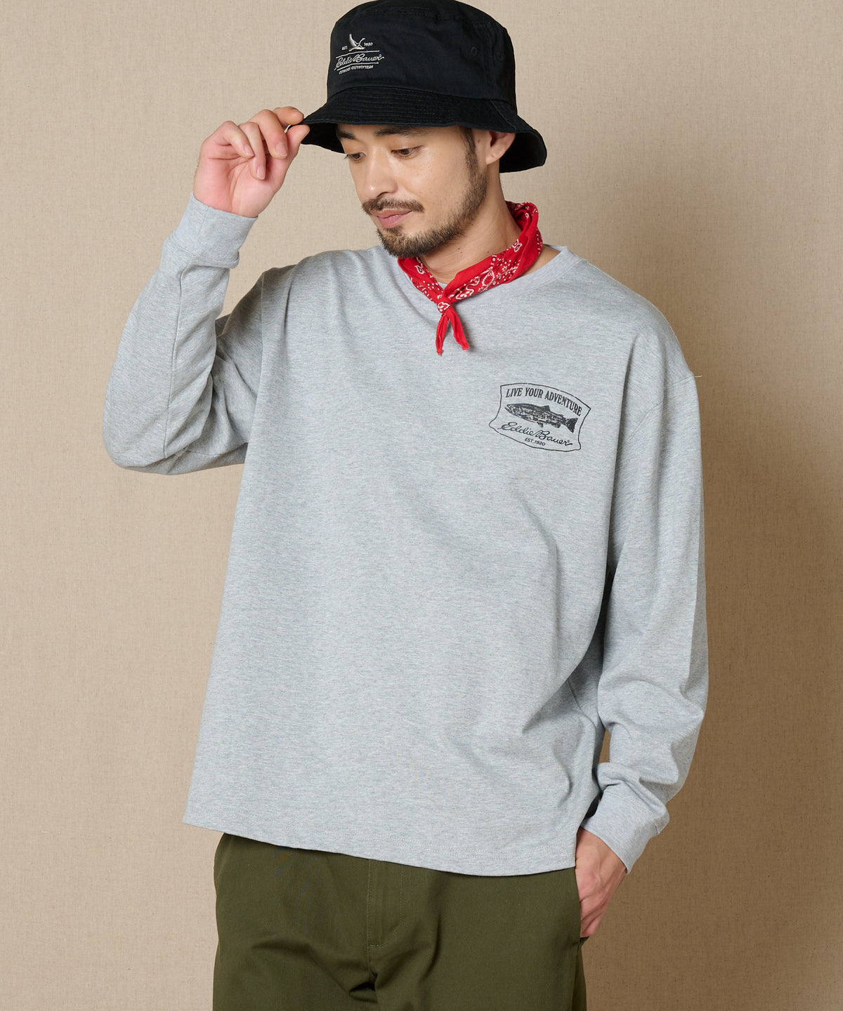 プリント長袖Tシャツ/PRINT L/S TEE