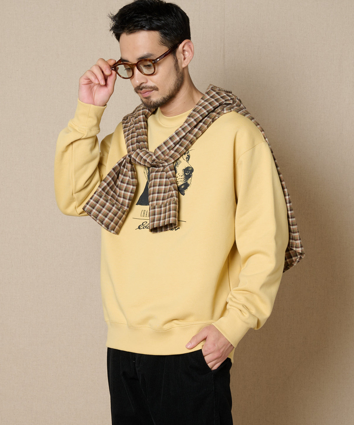ドッグプリント クルースウェット/DOG PRINT CREW SWEAT