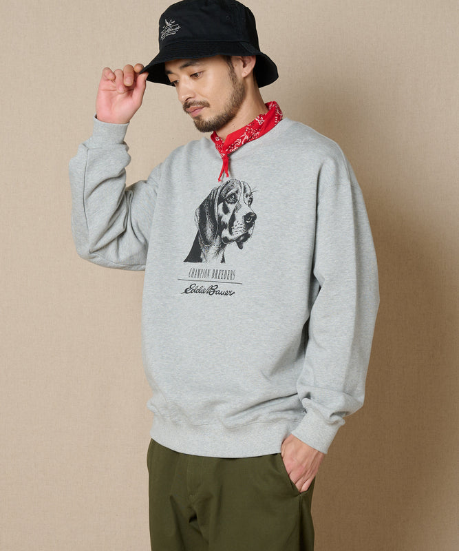 ドッグプリント クルースウェット/DOG PRINT CREW SWEAT