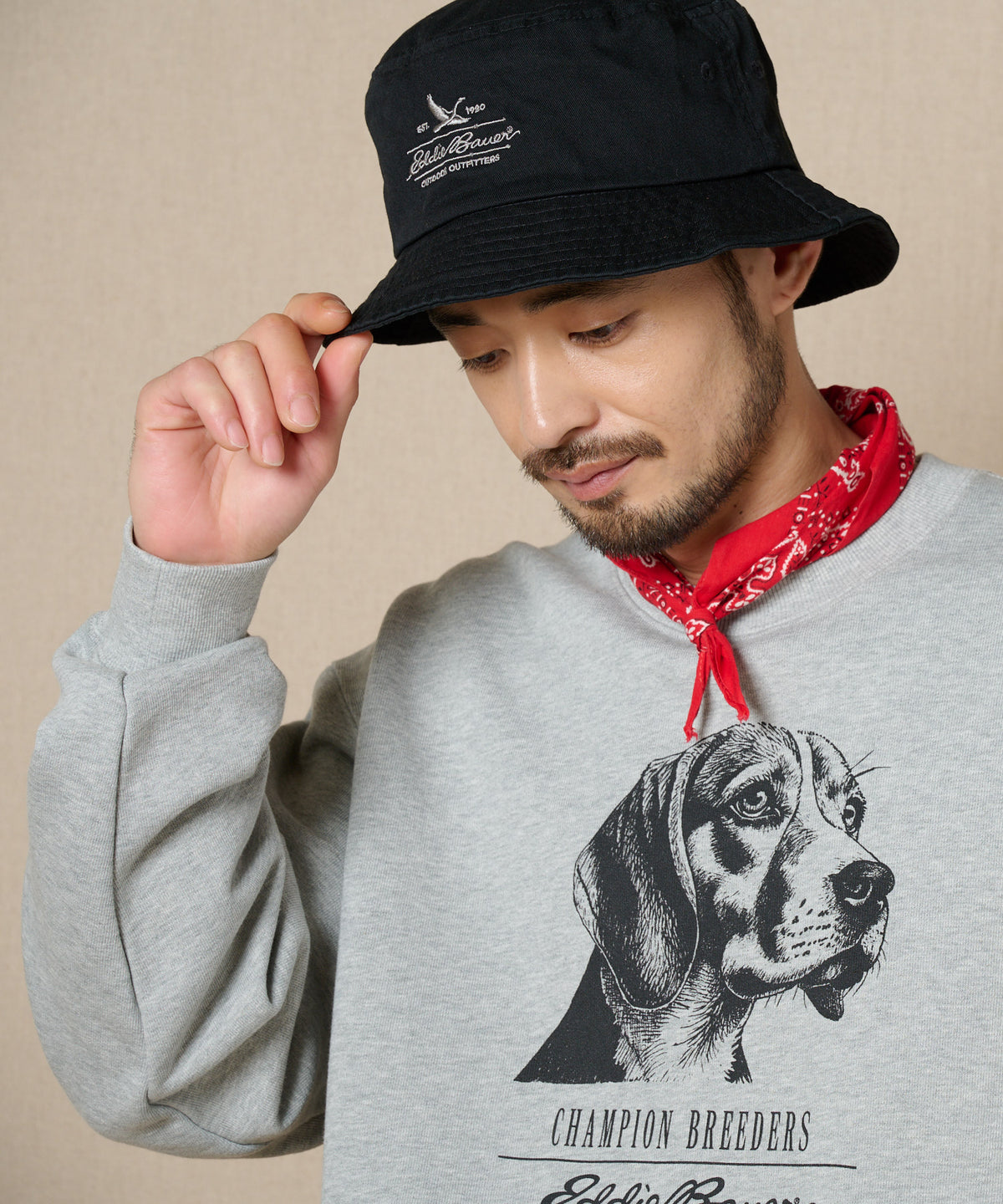 ドッグプリント クルースウェット/DOG PRINT CREW SWEAT