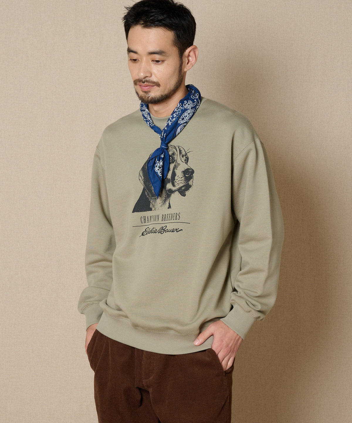 ドッグプリント クルースウェット/DOG PRINT CREW SWEAT