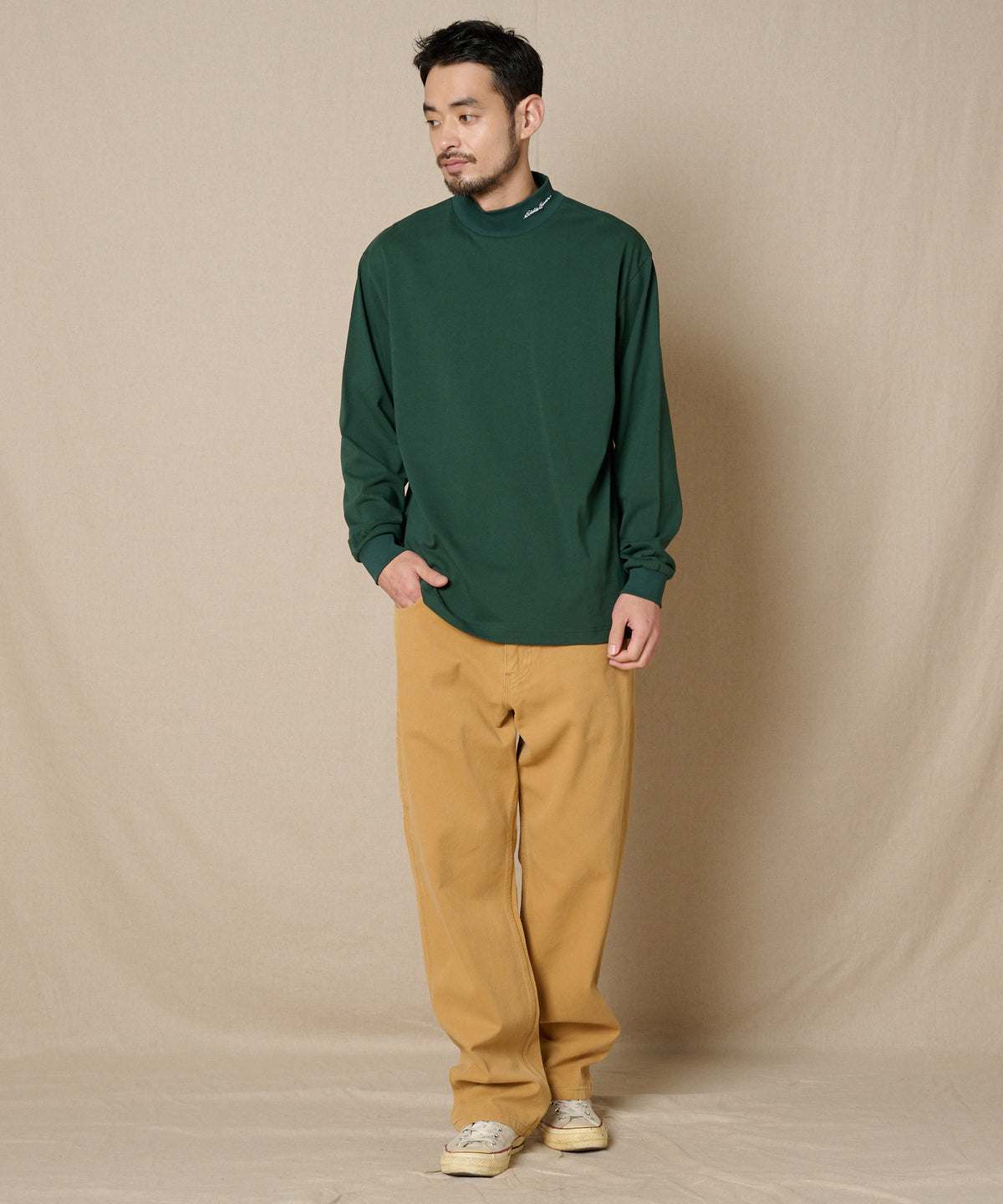 【通常配送】モックネック長袖Tシャツ/MOCK NECK LS TEE
