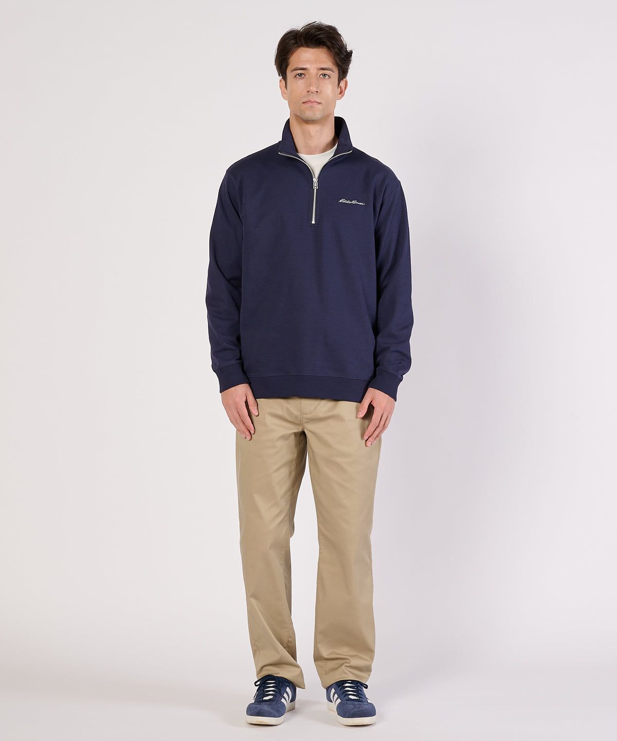 【通常配送】ダブルフェイスカノコハーフジップモック/W-PIQUE HALF ZIP MOCK