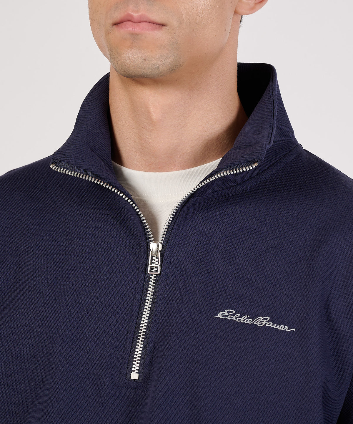 【通常配送】ダブルフェイスカノコハーフジップモック/W-PIQUE HALF ZIP MOCK
