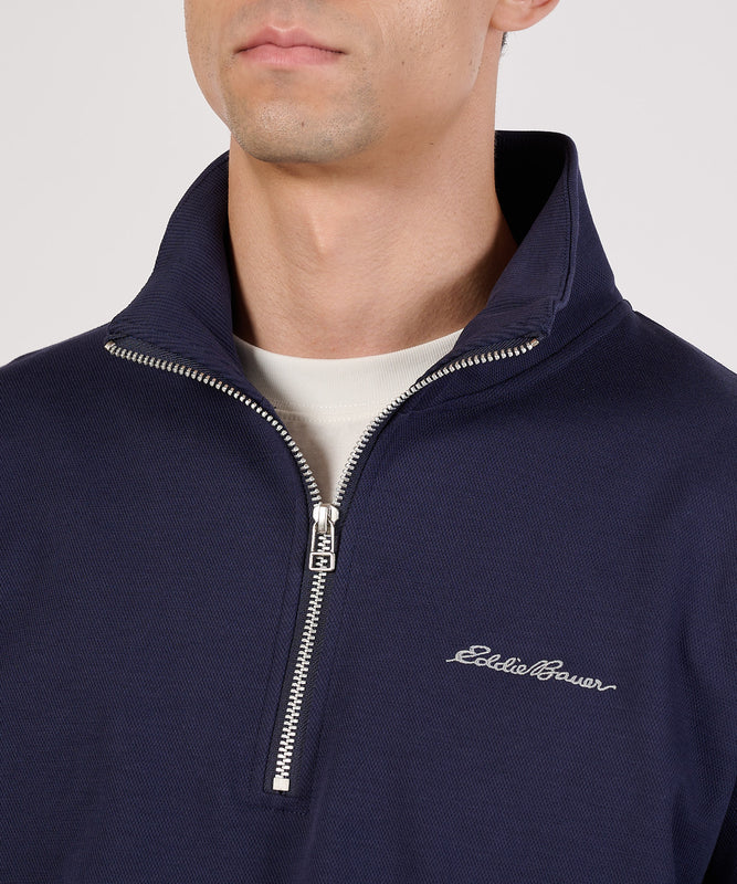 【通常配送】ダブルフェイスカノコハーフジップモック/W-PIQUE HALF ZIP MOCK