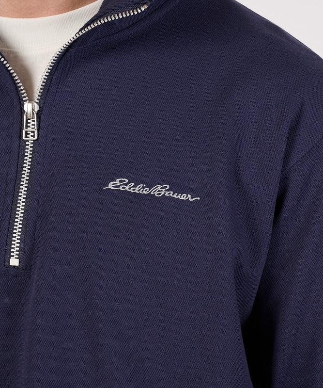 【通常配送】ダブルフェイスカノコハーフジップモック/W-PIQUE HALF ZIP MOCK