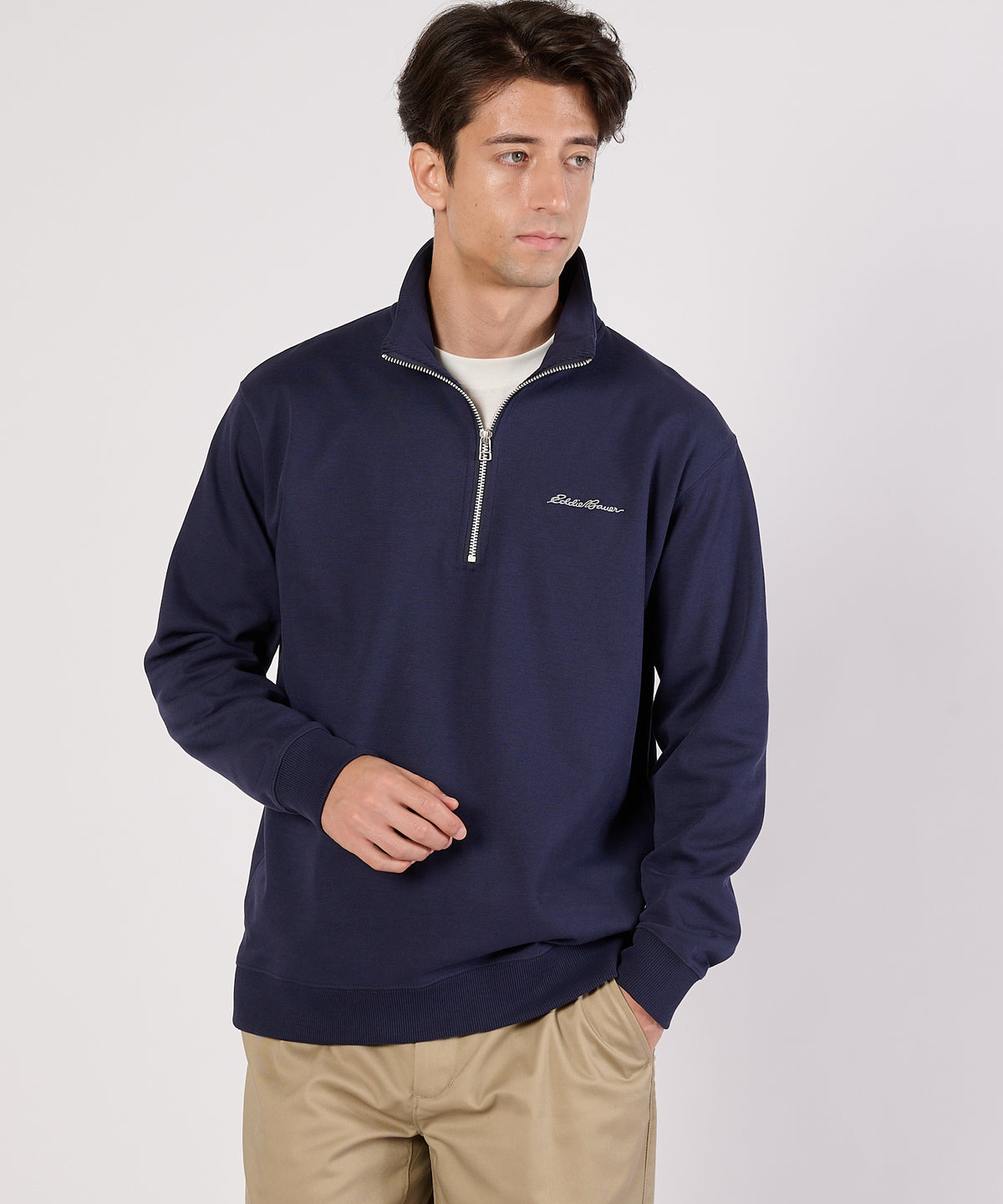 【通常配送】ダブルフェイスカノコハーフジップモック/W-PIQUE HALF ZIP MOCK