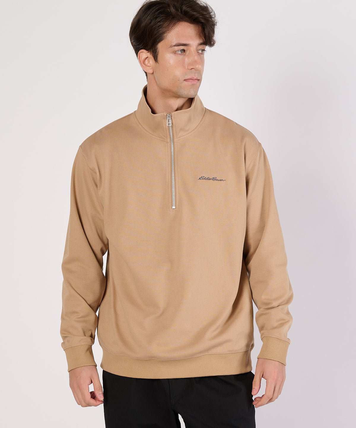 【通常配送】ダブルフェイスカノコハーフジップモック/W-PIQUE HALF ZIP MOCK