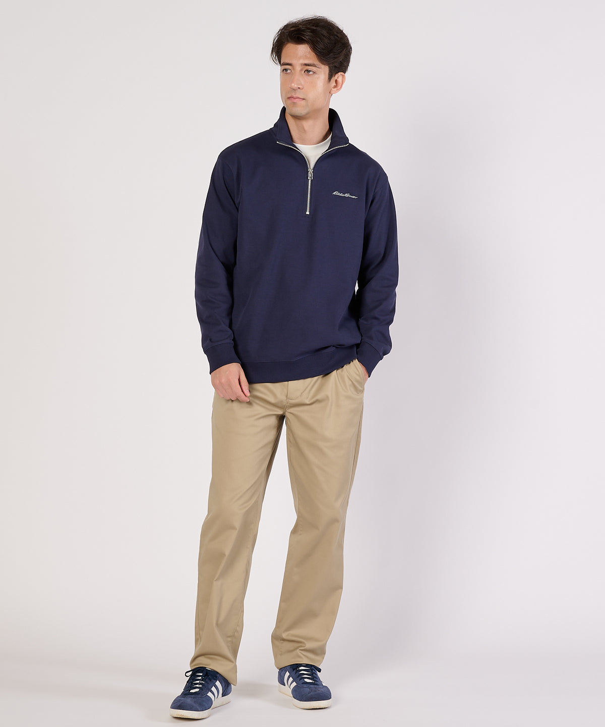 【通常配送】ダブルフェイスカノコハーフジップモック/W-PIQUE HALF ZIP MOCK