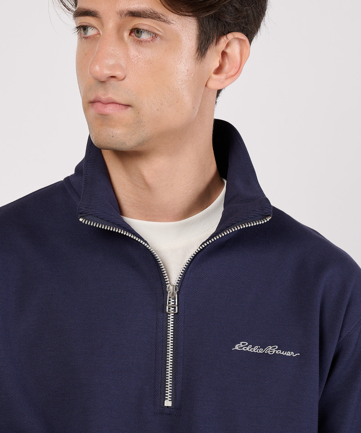 【通常配送】ダブルフェイスカノコハーフジップモック/W-PIQUE HALF ZIP MOCK