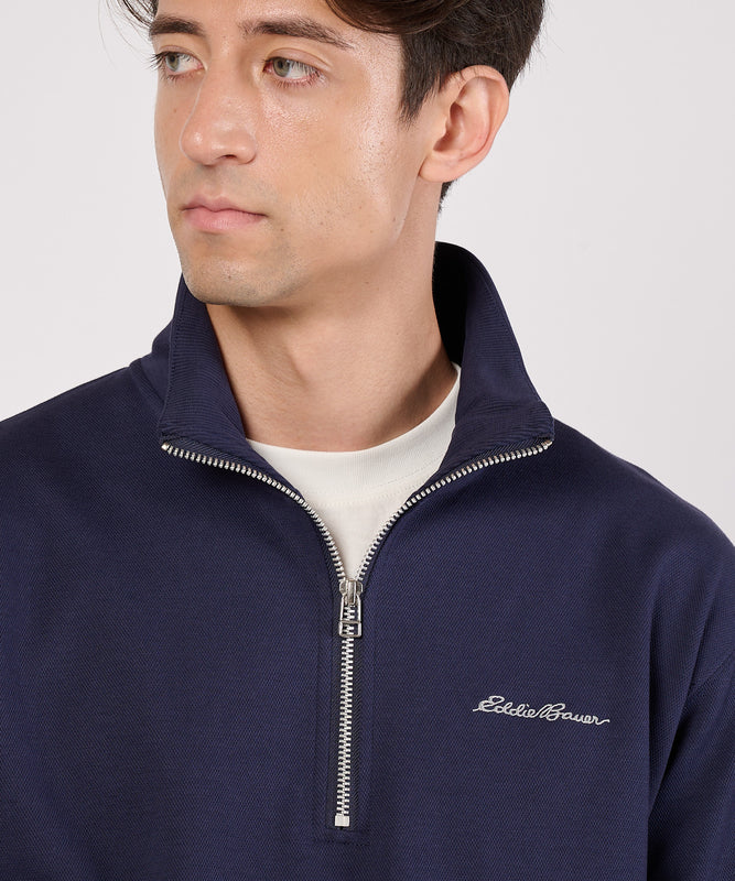 【通常配送】ダブルフェイスカノコハーフジップモック/W-PIQUE HALF ZIP MOCK
